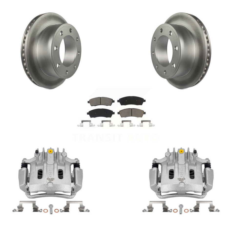 Rear Brake Caliper Coat Rotors Ceramic Pad Kit For Ford F-350 Super Duty F-250 Excursion KCG-100115C