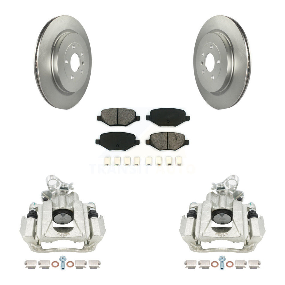 Rear Disc Brake Caliper Coated Rotors And Semi-Metallic Pads Kit For Ford Explorer Flex Lincoln MKS KCG-100115S by Transit Auto