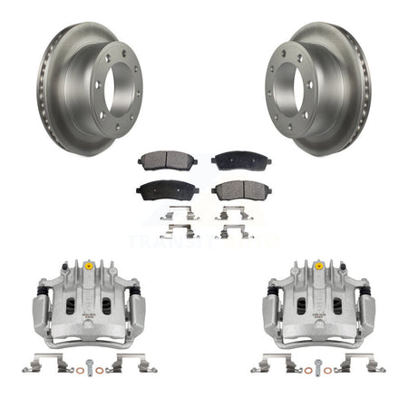 Rear Disc Brake Caliper Coat Rotor Semi-Metallic Pad Kit For Ford F-350 Super Duty F-250 KCG-100116P