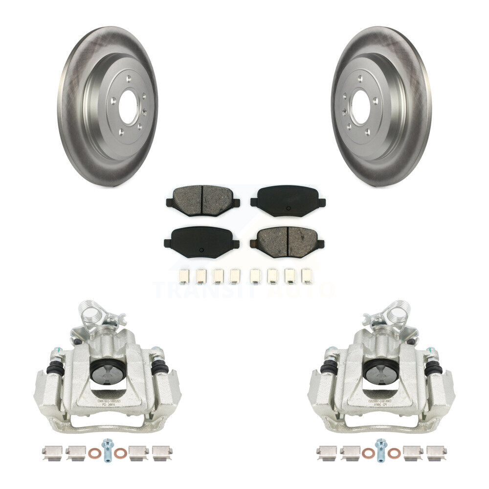 Rear Disc Brake Caliper Coated Rotors And Semi-Metallic Pads Kit For Ford Explorer Taurus Flex Lincoln MKT KCG-100116S by Transit Auto