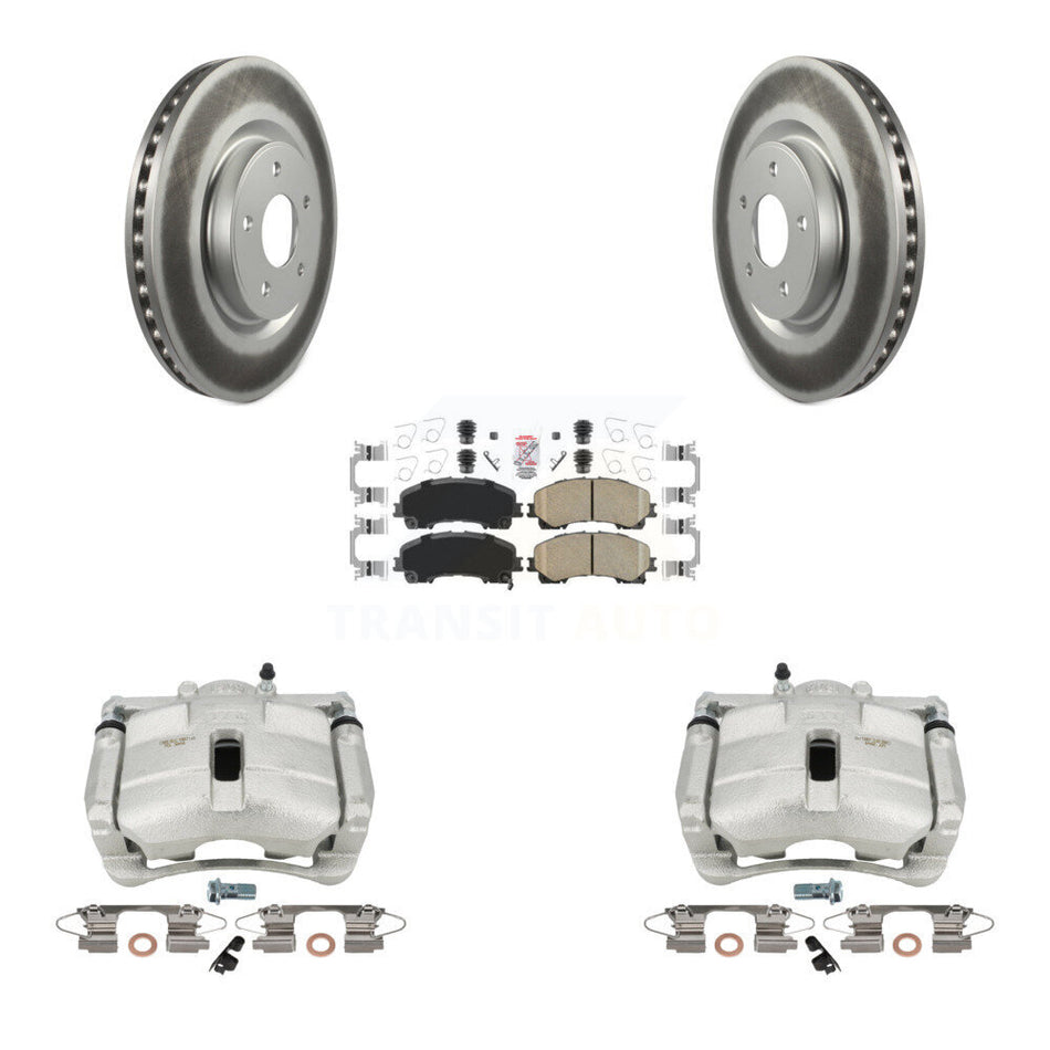 Front Disc Brake Caliper Coated Rotors And Ceramic Pads Kit For Nissan Rogue With 3rd Row Seating KCG-100118N