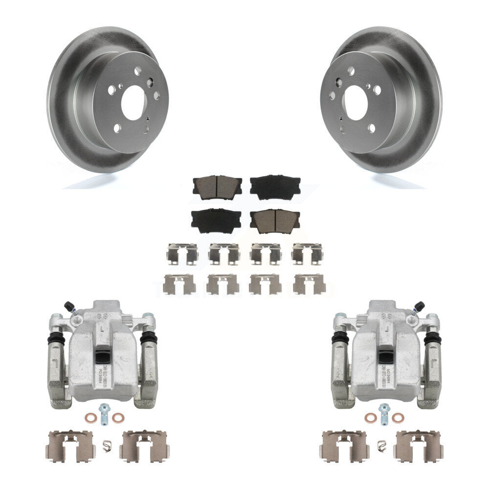 Rear Disc Brake Caliper Coat Rotor & Ceramic Pad Kit For Toyota Camry Lexus ES350 Avalon KCG-100119C