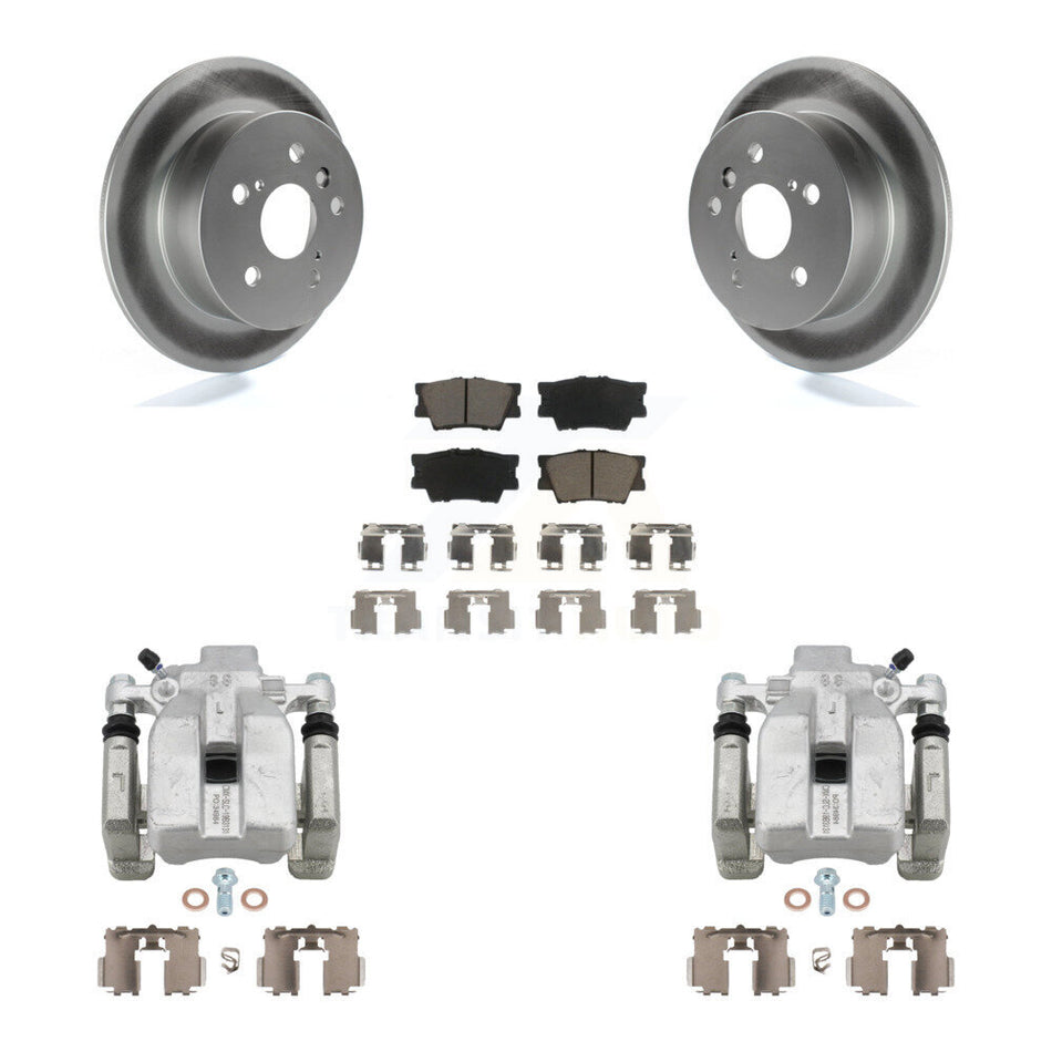 Rear Disc Brake Caliper Coat Rotor & Ceramic Pad Kit For Toyota Camry Lexus ES350 Avalon KCG-100119C