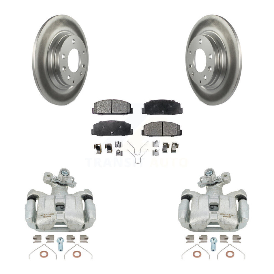 Rear Disc Brake Caliper Coated Rotors And Semi-Metallic Pads Kit For 2003-2005 Mazda 6 KCG-100119P