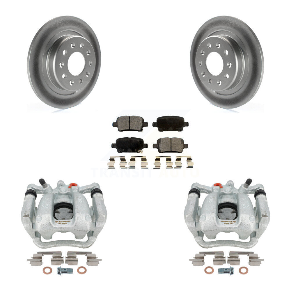 Rear Disc Brake Caliper Coated Rotors And Semi-Metallic Pads Kit For Buick LaCrosse Regal TourX KCG-100121P by Transit Auto