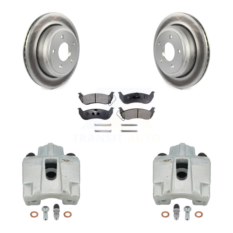 Rear Disc Brake Caliper Coated Rotors And Ceramic Pads Kit For 2010-2011 Ford Ranger KCG-100121T by Transit Auto