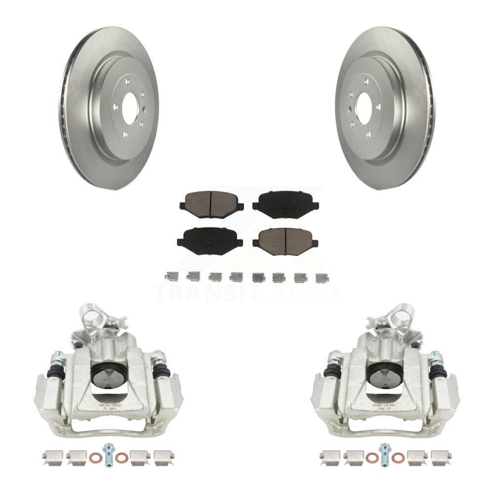 Rear Disc Brake Caliper Coated Rotors And Ceramic Pads Kit For Ford Explorer Flex Lincoln MKS KCG-100122C by Transit Auto