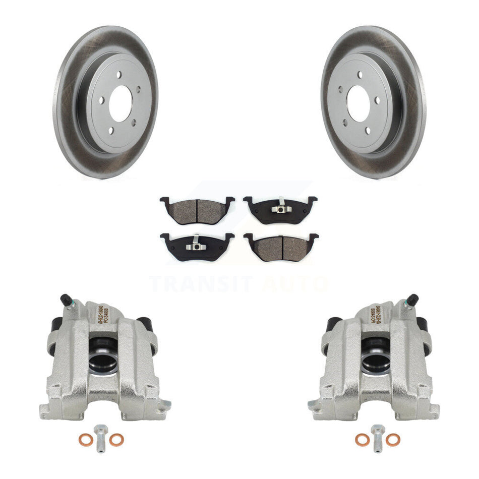 Rear Disc Brake Caliper Coat Rotor & Semi-Metallic Pad Kit For Ford Escape Mazda Tribute KCG-100122S
