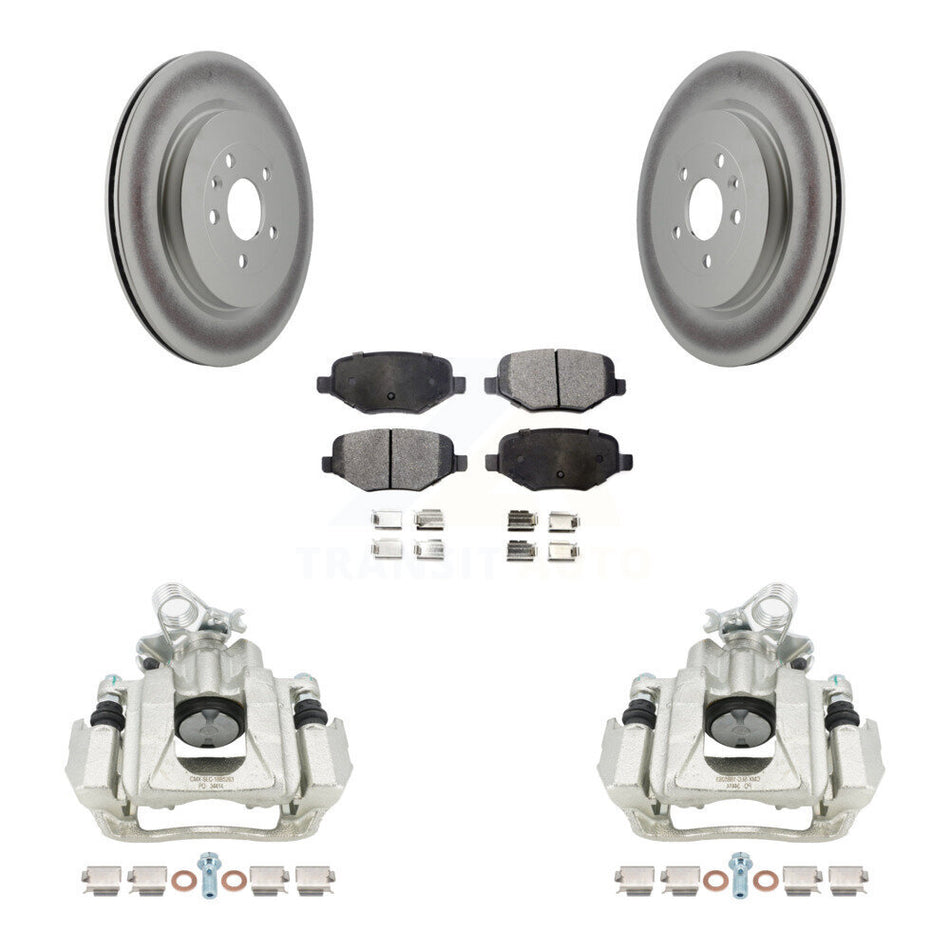 Rear Disc Brake Caliper Coated Rotors And Semi-Metallic Pads Kit For Ford Explorer Flex Lincoln MKS KCG-100123P