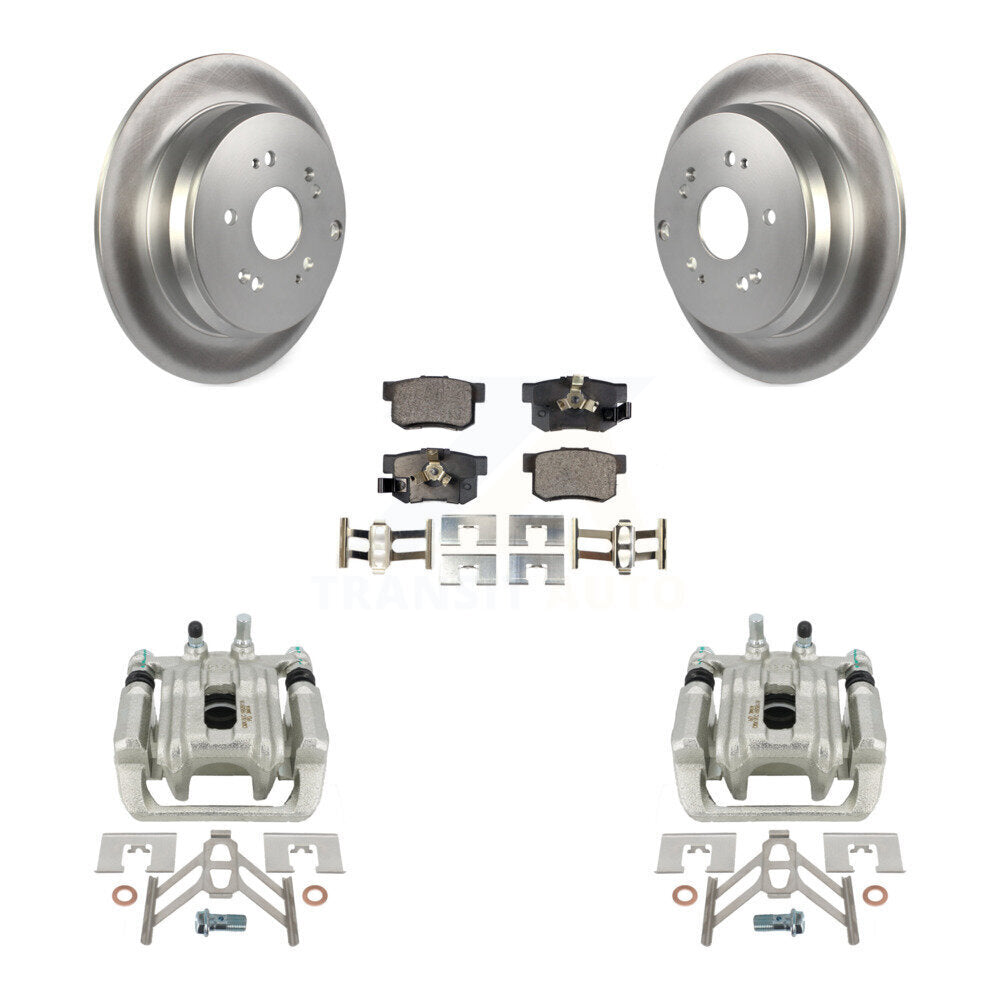 Rear Disc Brake Caliper Coated Rotors And Ceramic Pads Kit For Honda CR-V Acura RDX KCG-100124T by Transit Auto