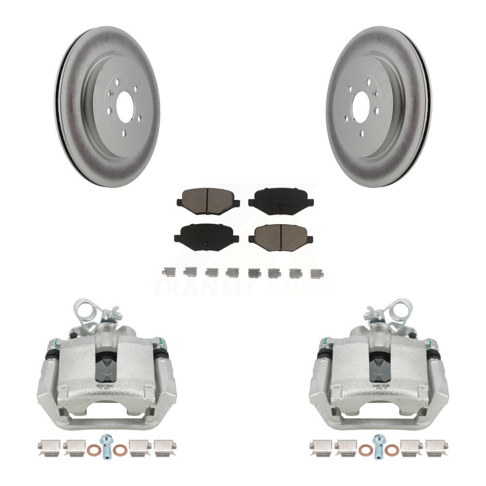 Rear Brake Caliper Coat Rotor & Ceramic Pad Kit For Ford Explorer Police Interceptor MKS KCG-100125C