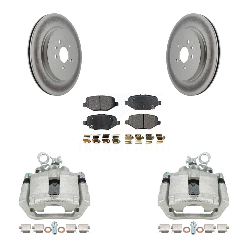 Rear Brake Caliper Coat Rotor Semi-Metallic Pad Kit For Ford Explorer Flex Taurus Police KCG-100125P