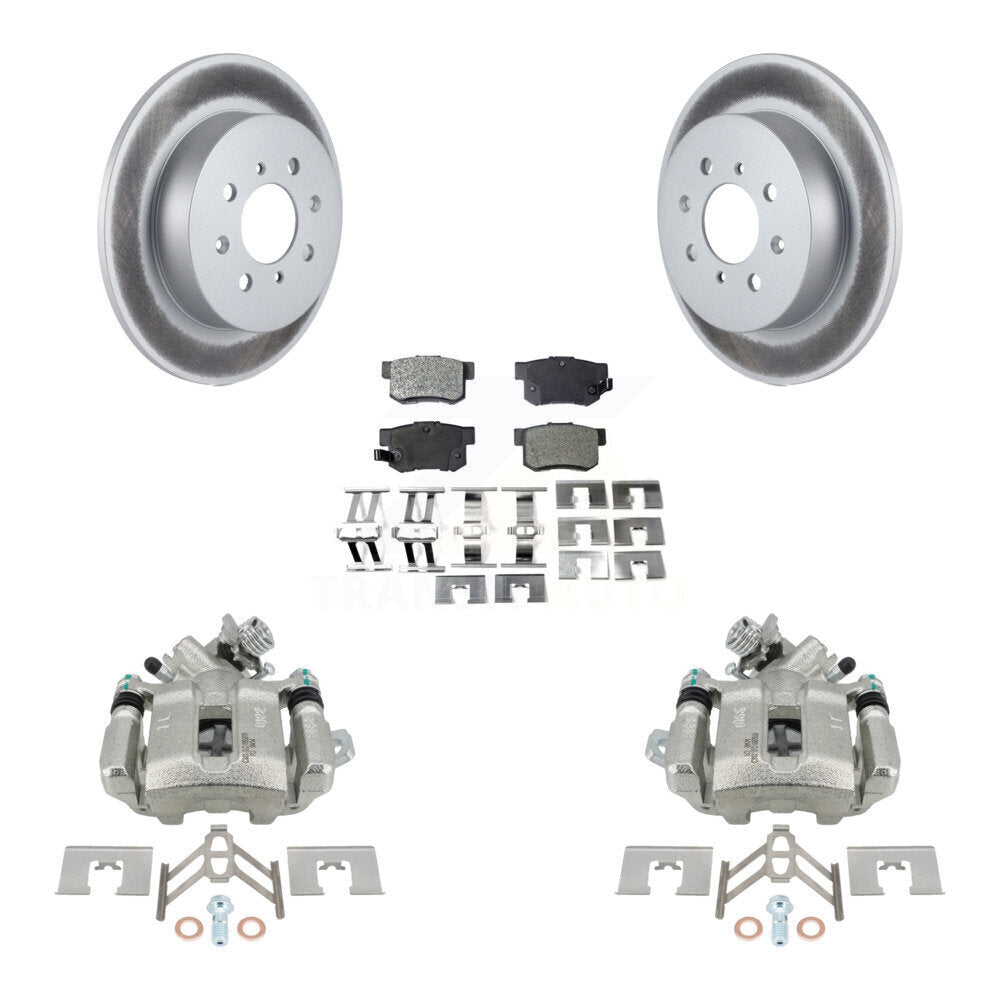 Rear Disc Brake Caliper Coated Rotors And Ceramic Pads Kit For Honda Civic Acura EL KCG-100125T