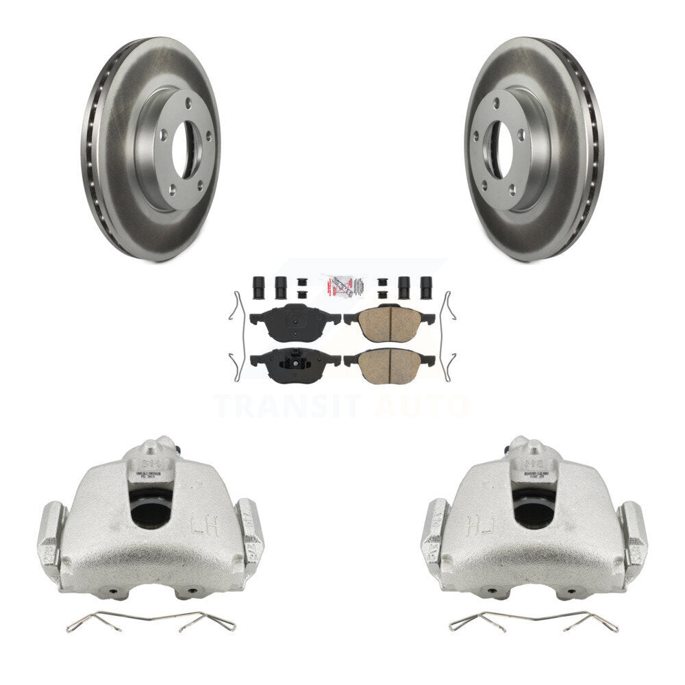 Front Disc Brake Caliper Coated Rotors And Ceramic Pads Kit For Mazda 3 Sport KCG-100126N