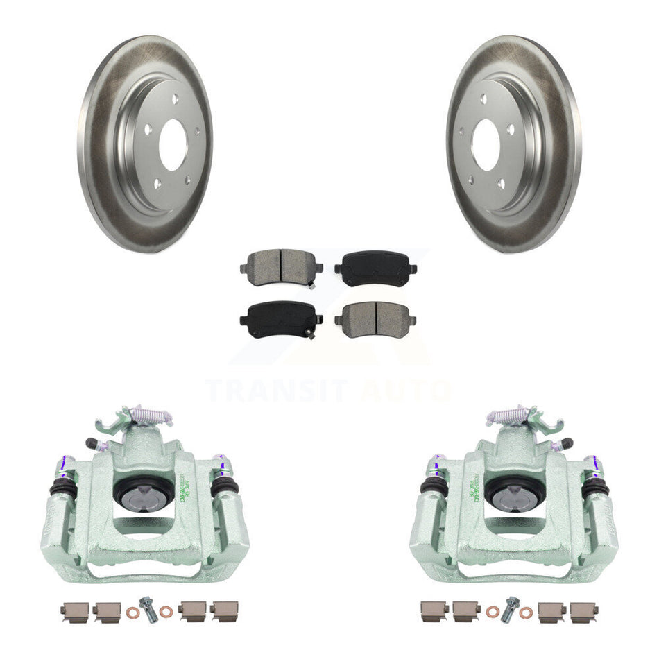 Rear Disc Brake Caliper Coated Rotors And Semi-Metallic Pads Kit For Chrysler Town & Country Dodge Grand Caravan Volkswagen Routan Ram C/V KCG-100127S