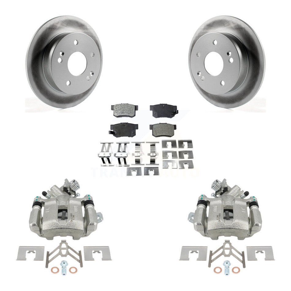 Rear Disc Brake Caliper Coated Rotors And Ceramic Pads Kit For Honda Civic Acura RSX KCG-100127T
