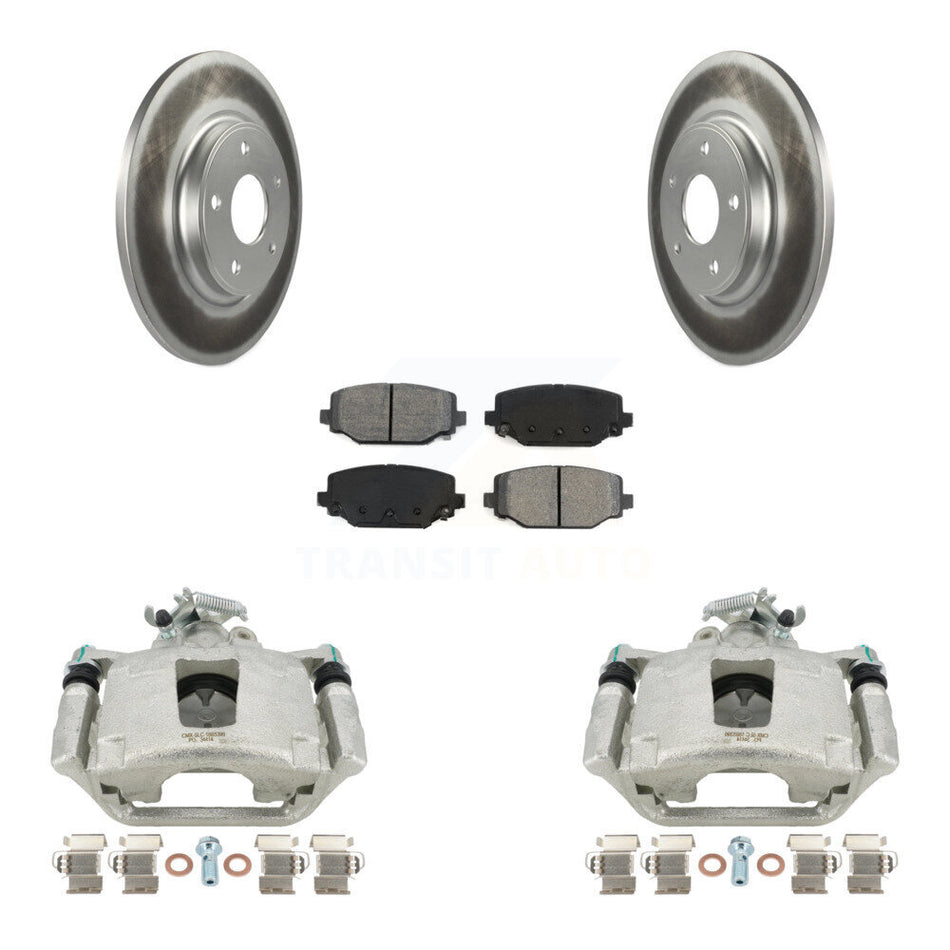 Rear Disc Brake Caliper Coated Rotors And Semi-Metallic Pads Kit For Dodge Grand Caravan KCG-100129S by Transit Auto