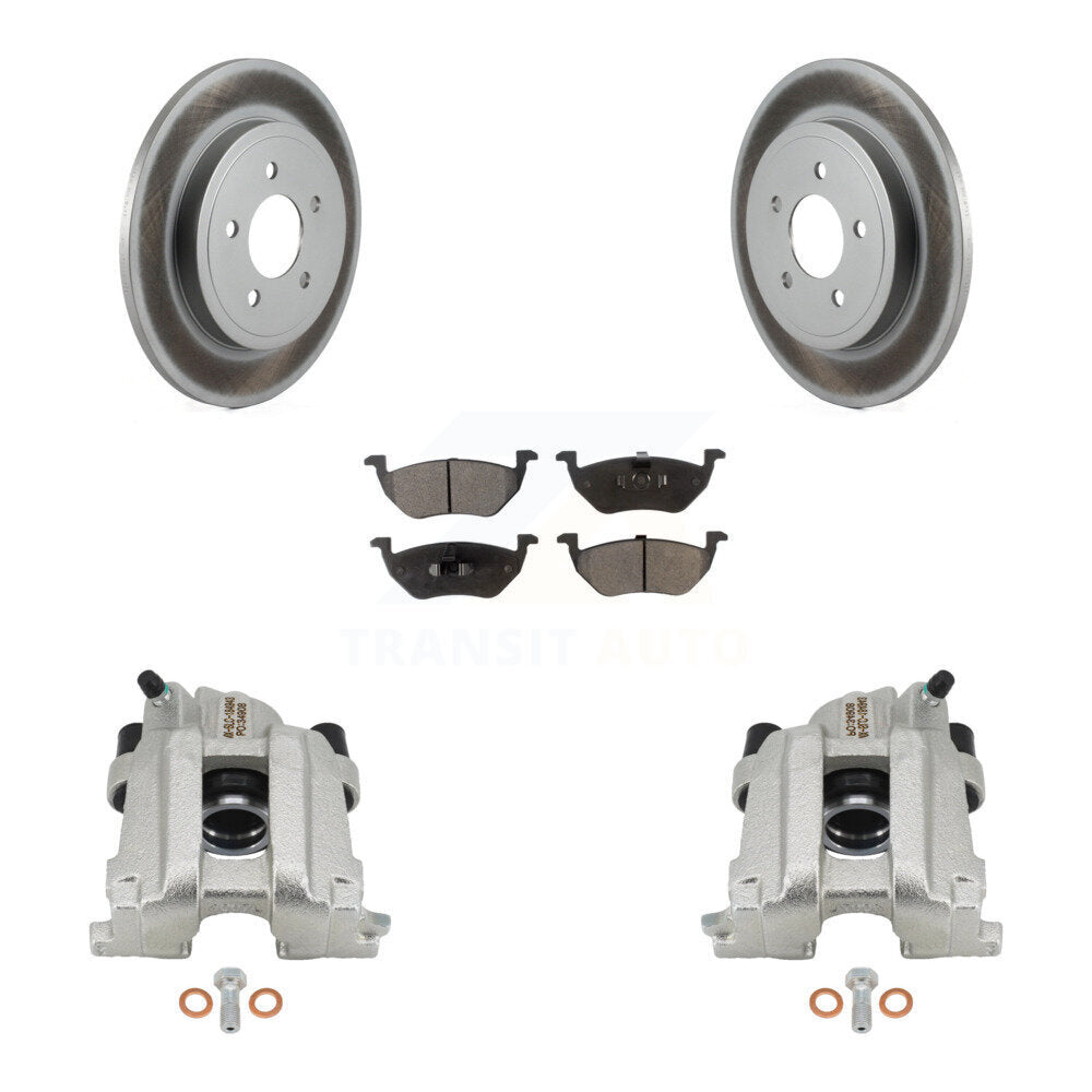 Rear Disc Brake Caliper Coat Rotor & Semi-Metallic Pad Kit For Ford Escape Mazda Tribute KCG-100130P