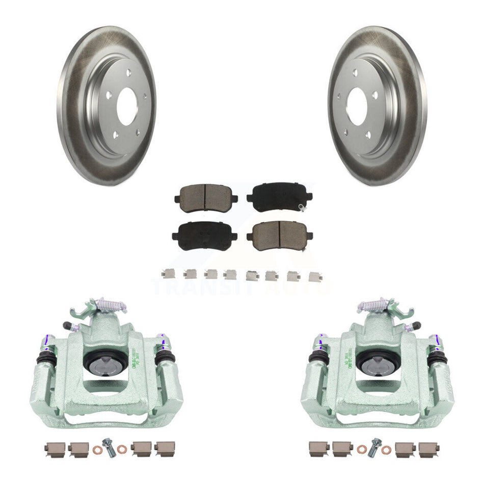 Rear Disc Brake Caliper Coated Rotors And Ceramic Pads Kit For Chrysler Town & Country Dodge Grand Caravan Volkswagen Routan Ram C/V KCG-100133C by Transit Auto