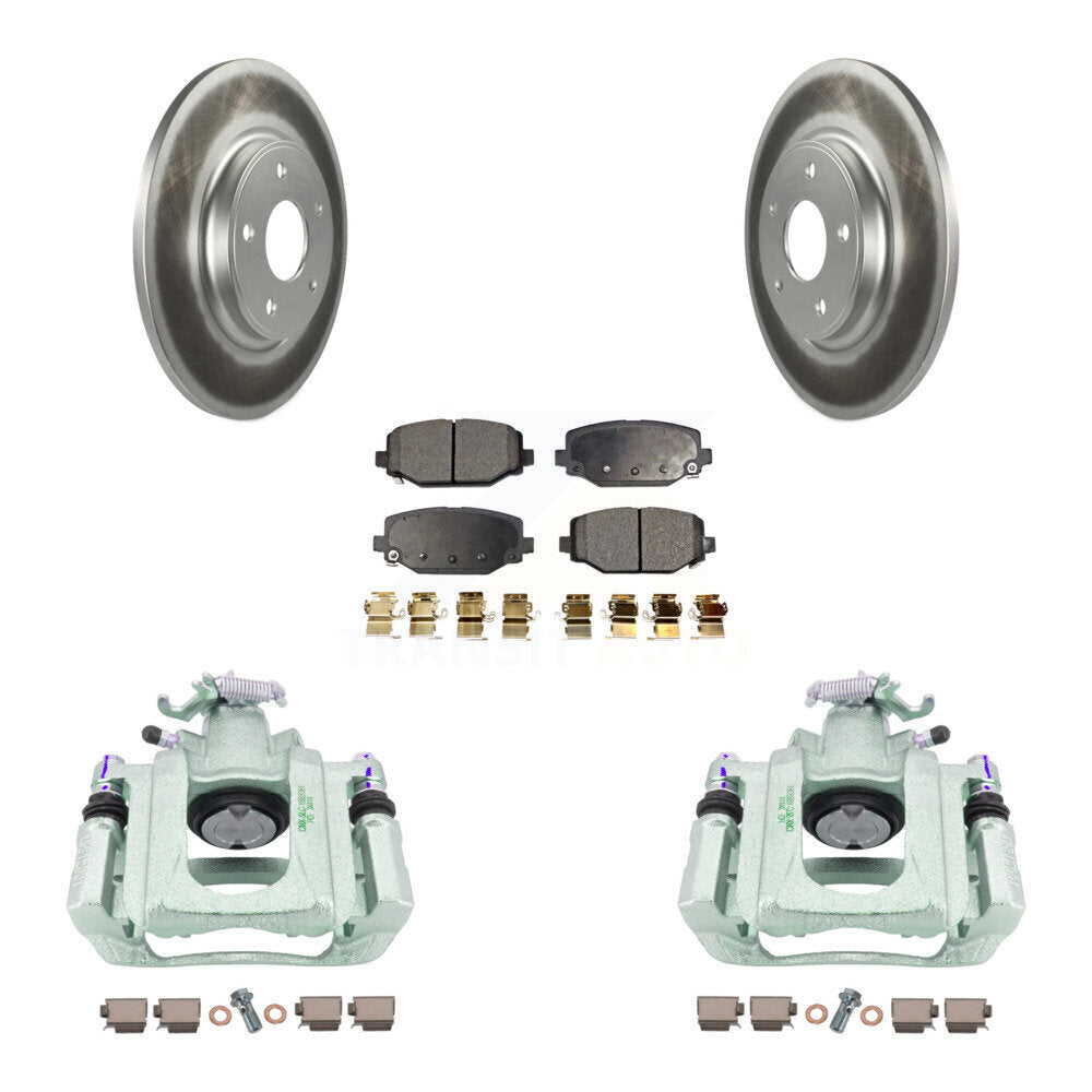 Rear Disc Brake Caliper Coated Rotors And Semi-Metallic Pads Kit For Ram C/V KCG-100133P