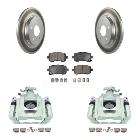 Rear Disc Brake Caliper Coated Rotors And Semi-Metallic Pads Kit For Chrysler Town & Country Dodge Grand Caravan Volkswagen Routan Ram C/V KCG-100134P by Transit Auto