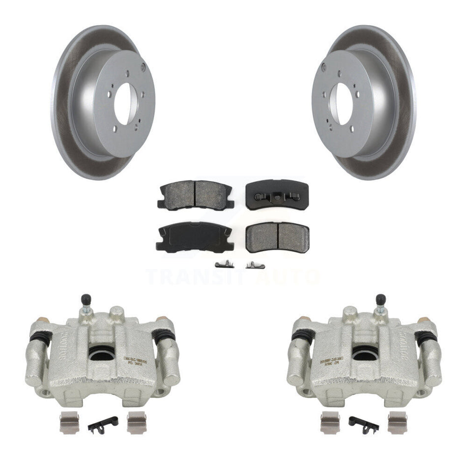 Rear Disc Brake Caliper Coated Rotors And Semi-Metallic Pads Kit For Mitsubishi Outlander With 7 Passenger Seating KCG-100134S by Transit Auto