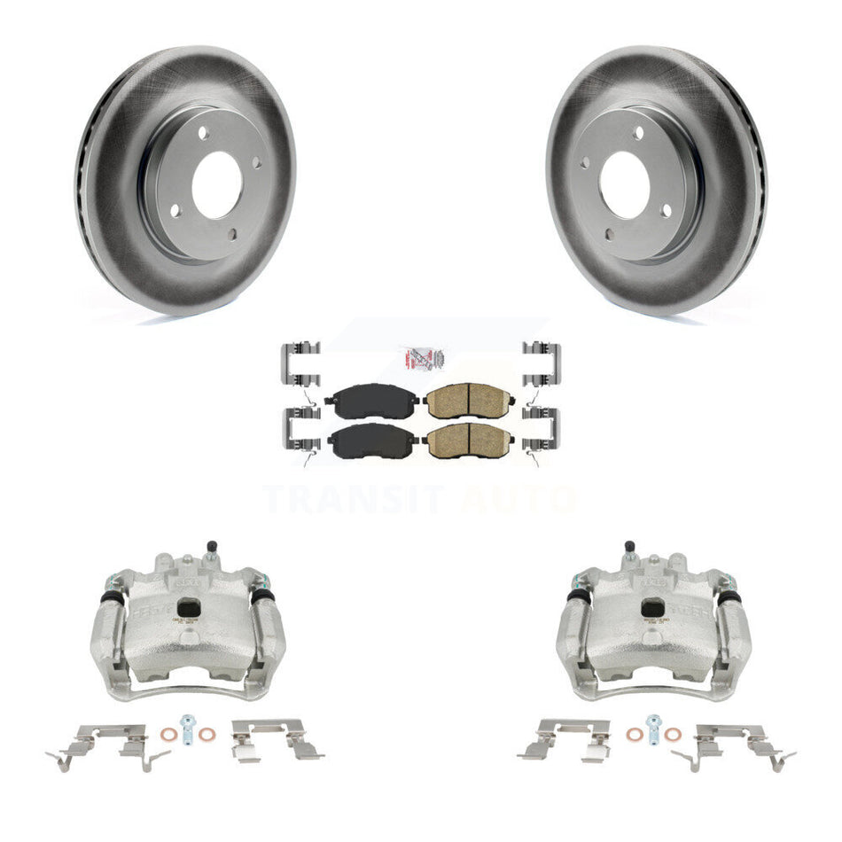 Front Disc Brake Caliper Coated Rotors And Ceramic Pads Kit For Nissan Sentra KCG-100135N