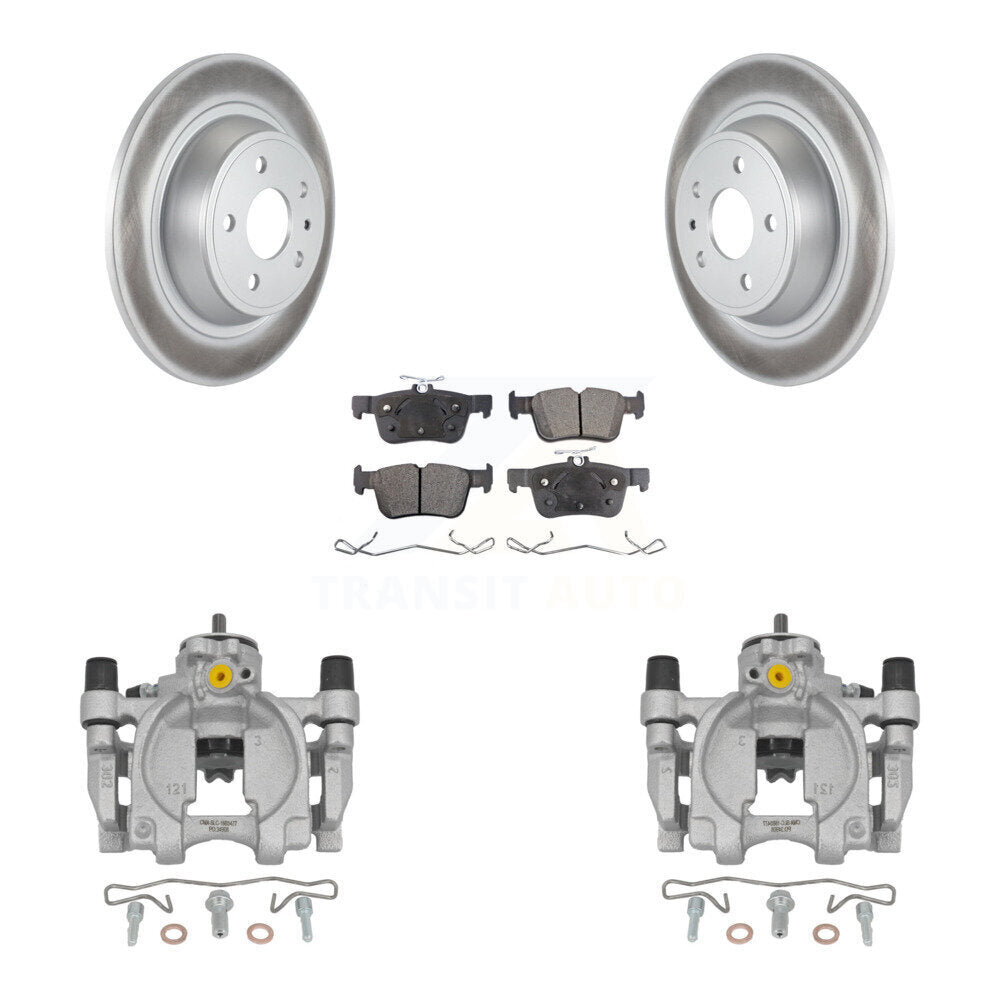 Rear Disc Brake Caliper Coated Rotors And Ceramic Pads Kit For Ford Fusion Lincoln MKZ KCG-100135T