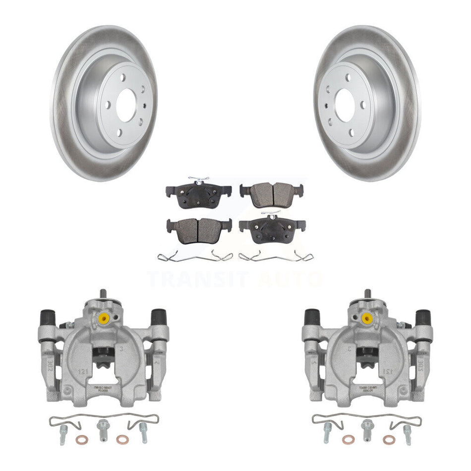 Rear Disc Brake Caliper Coated Rotors And Ceramic Pads Kit For Ford Fusion Lincoln MKZ KCG-100135T