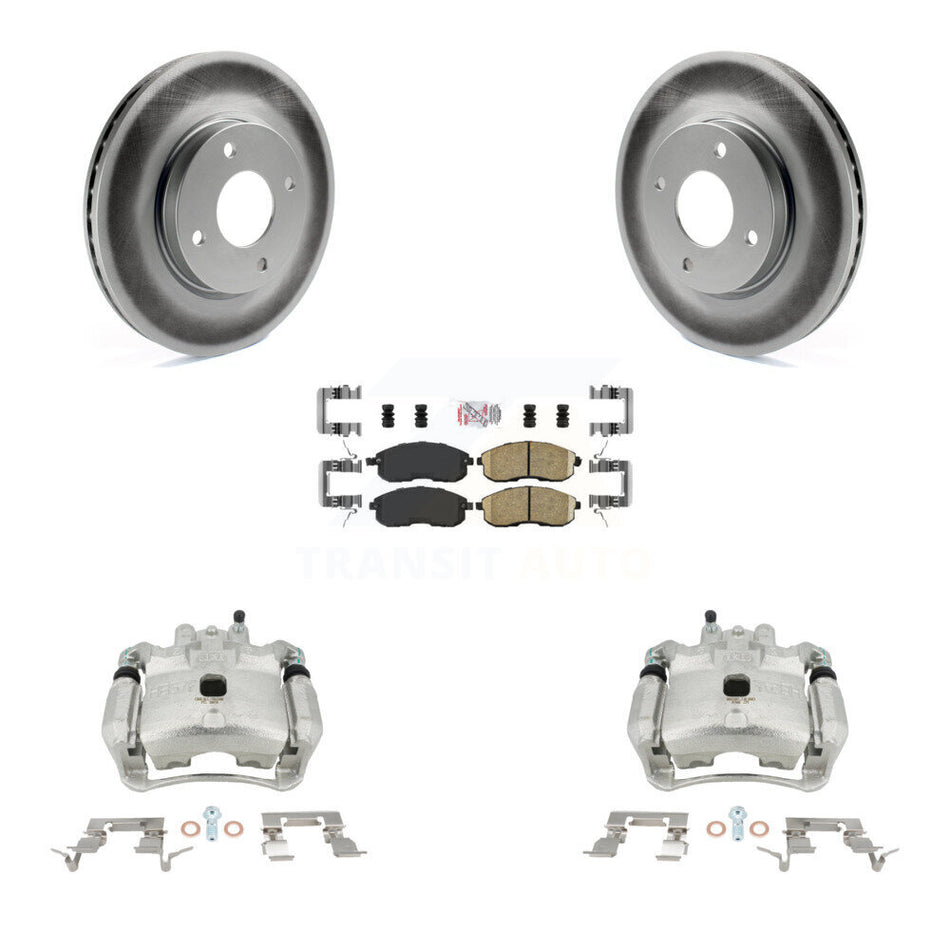 Front Disc Brake Caliper Coated Rotors And Ceramic Pads Kit For Nissan Sentra KCG-100136N