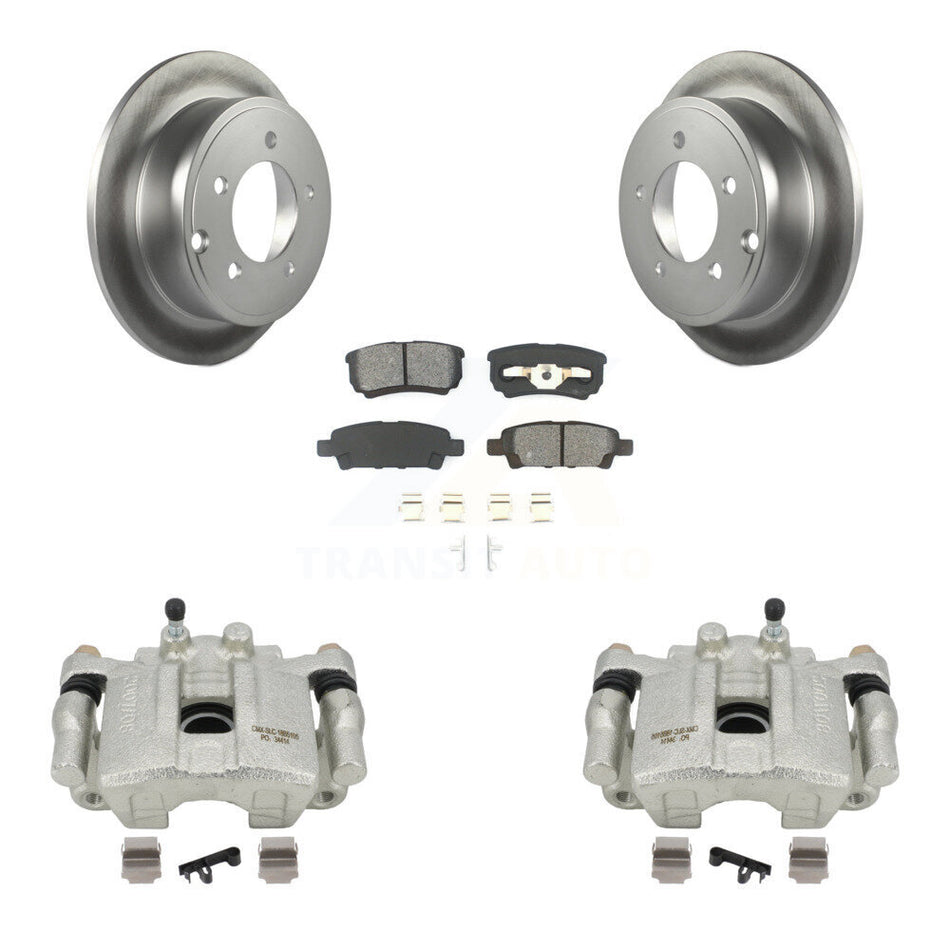 Rear Disc Brake Caliper Coated Rotors And Semi-Metallic Pads Kit For 2008-2009 Dodge Caliber R T SXT With Casting # 3503 KCG-100136S