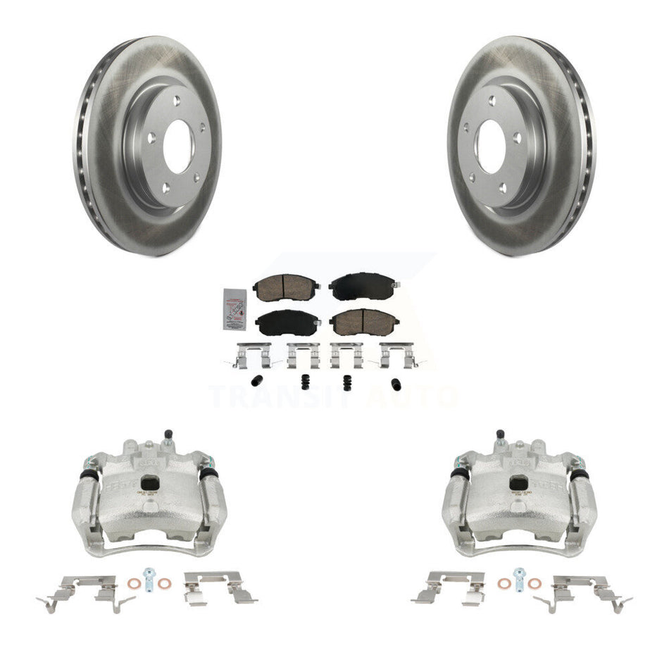 Front Disc Brake Caliper Coated Rotors And Ceramic Pads Kit For Nissan Sentra KCG-100137N