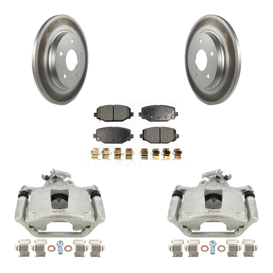 Rear Disc Brake Caliper Coated Rotors And Semi-Metallic Pads Kit For 2017-2018 Dodge Grand Caravan With Single Piston Front KCG-100138P