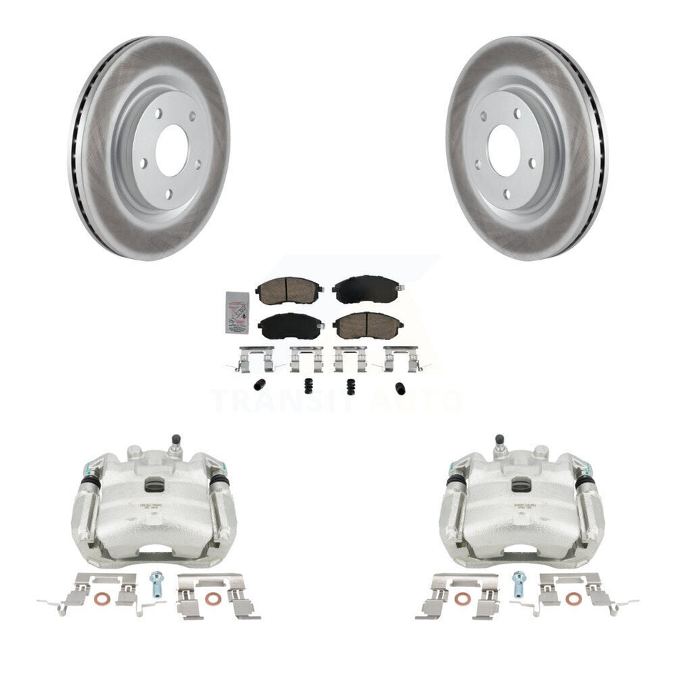 Front Disc Brake Caliper Coated Rotors And Ceramic Pads Kit For 2017-2019 Nissan Sentra Turbocharged KCG-100139N