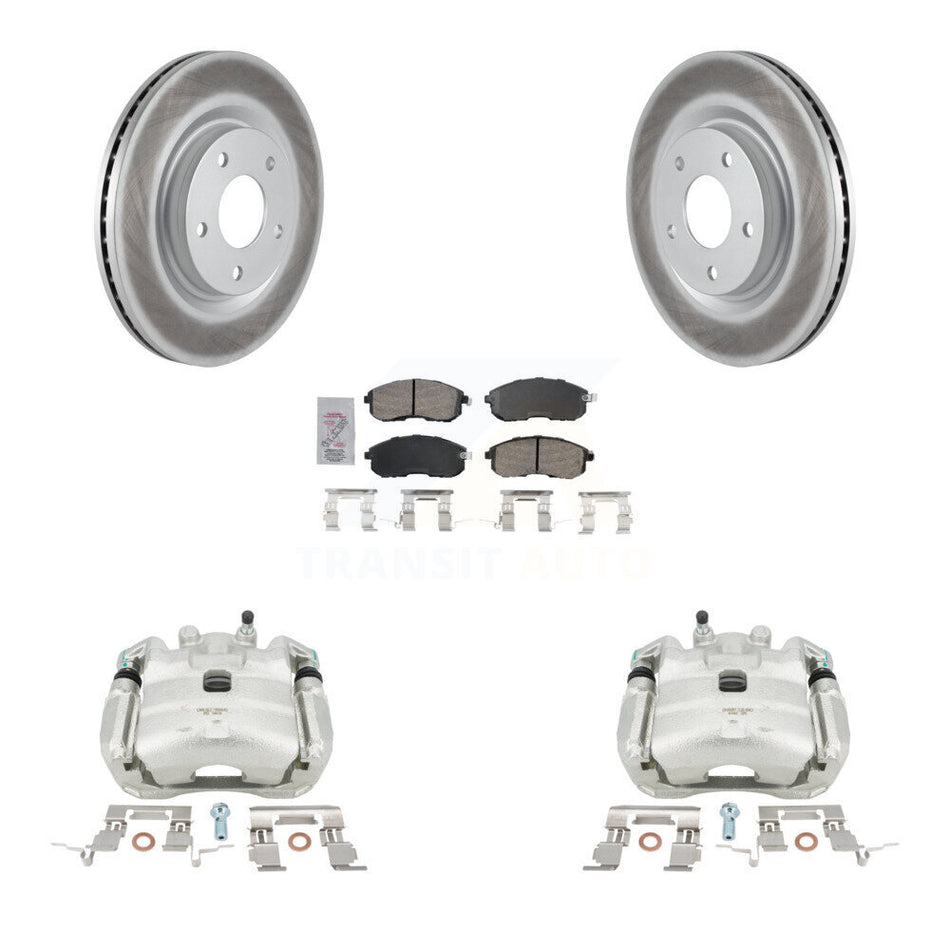 Front Disc Brake Caliper Coated Rotors And Ceramic Pads Kit For 2017-2019 Nissan Sentra Turbocharged KCG-100140N