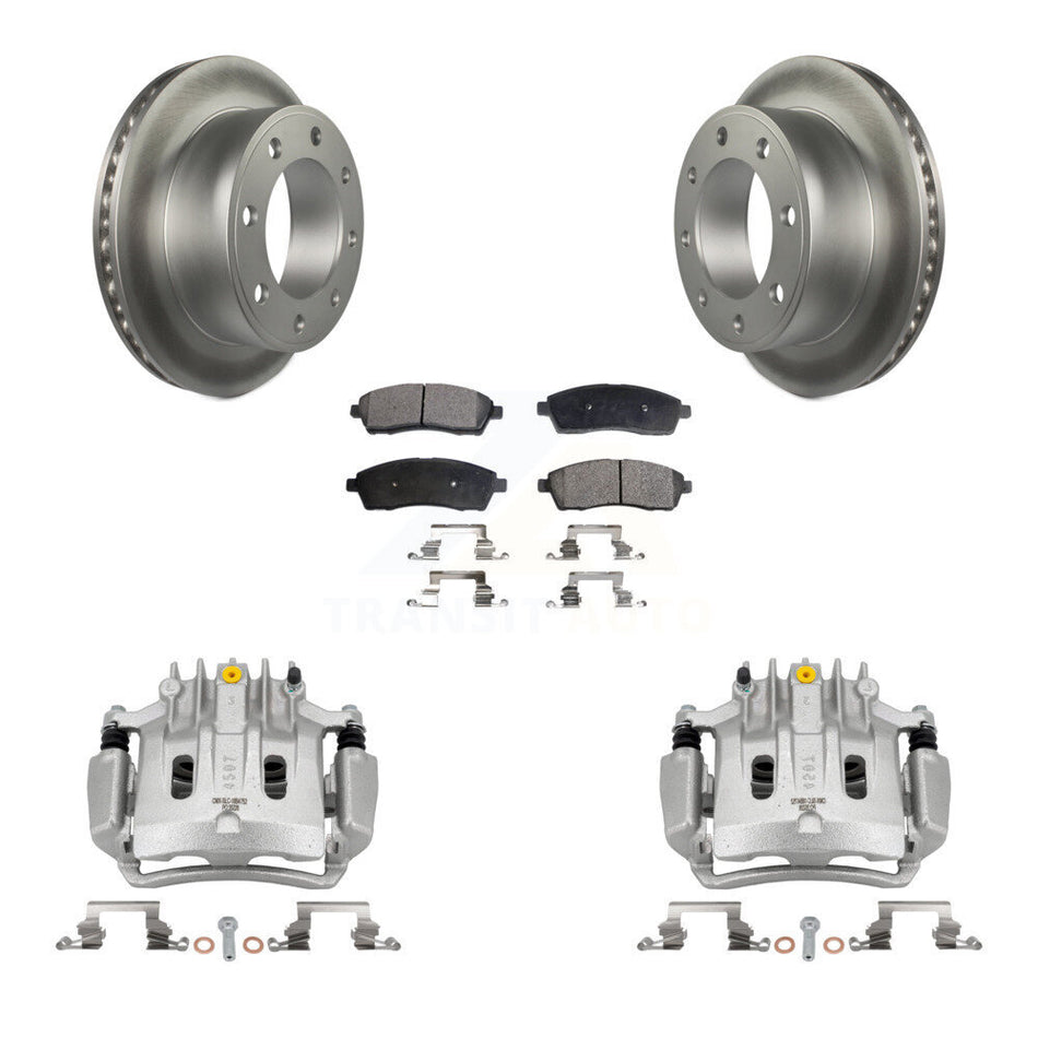 Rear Disc Brake Caliper Coated Rotors And Ceramic Pads Kit For Ford Excursion KCG-100140T