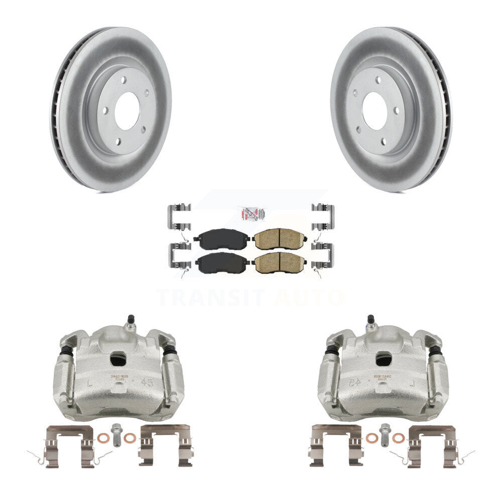 Front Brake Caliper Coat Rotors & Ceramic Pad Kit For 07-10 Nissan Sentra SE-R with 2.5L KCG-100141N