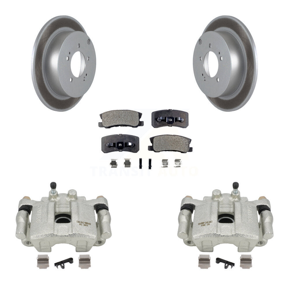 Rear Disc Brake Caliper Coated Rotors And Semi-Metallic Pads Kit For Mitsubishi Outlander With 7 Passenger Seating KCG-100141P by Transit Auto