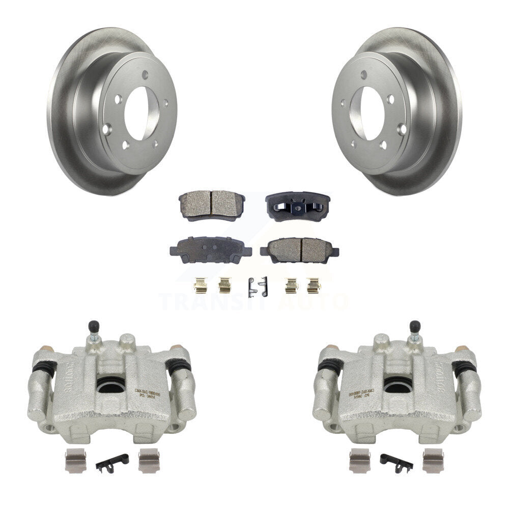 Rear Disc Brake Caliper Coated Rotors And Semi-Metallic Pads Kit For 2008-2009 Dodge Caliber R T SXT With Casting # 3503 KCG-100143P by Transit Auto