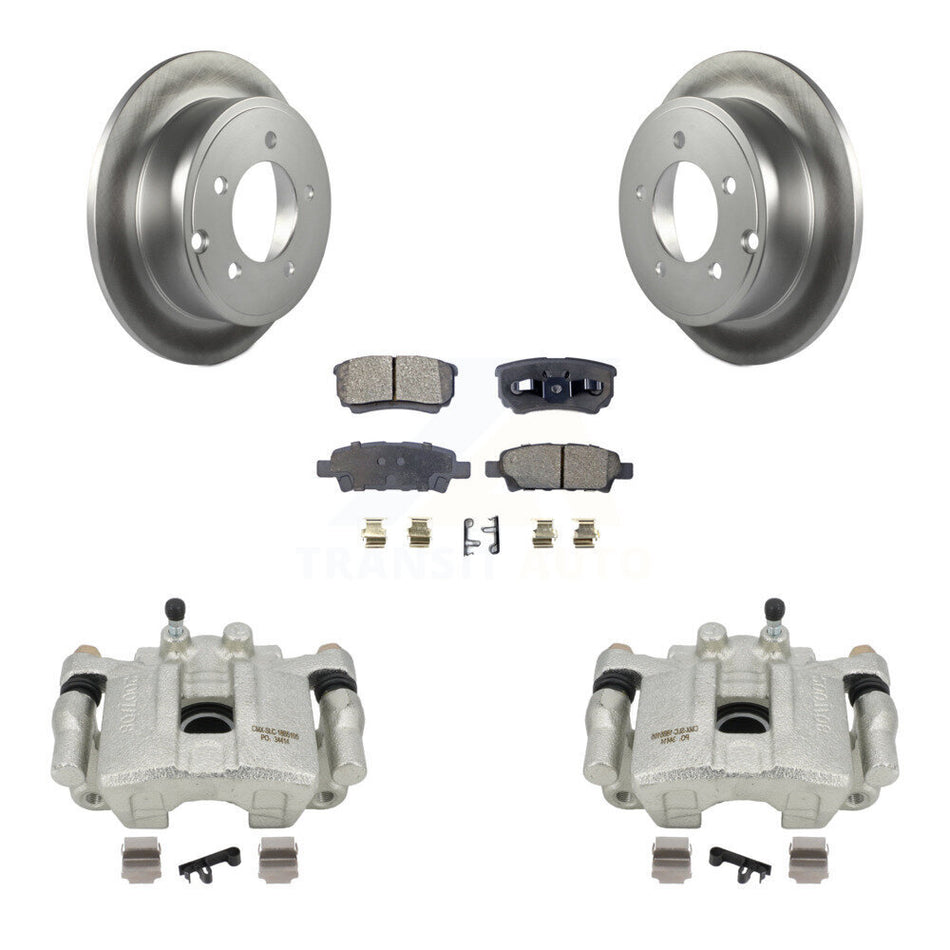 Rear Disc Brake Caliper Coated Rotors And Semi-Metallic Pads Kit For 2008-2009 Dodge Caliber R T SXT With Casting # 3503 KCG-100143P