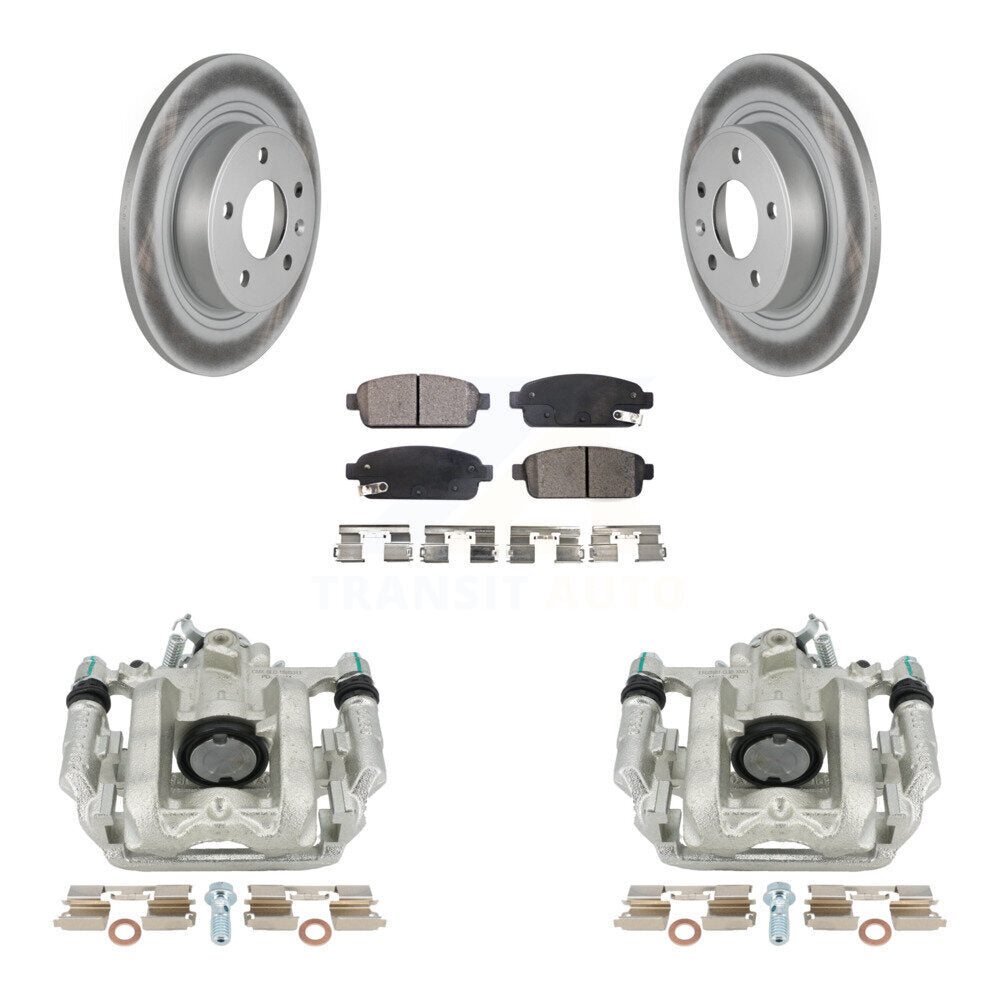 Rear Disc Brake Caliper Coated Rotors And Semi-Metallic Pads Kit For 2013 Chevrolet Cruze LT LTZ With 292mm Diameter Rotor KCG-100145P by Transit Auto