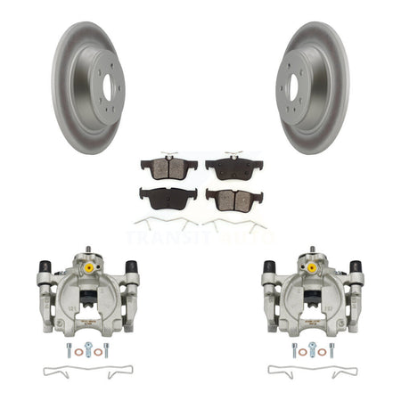 Rear Brake Caliper Coat Rotor & Semi-Metallic Pad Kit For Ford Escape Fusion Lincoln MKC KCG-100145S