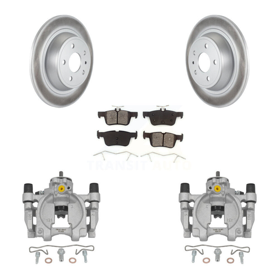 Rear Disc Brake Caliper Coat Rotor And Semi-Metallic Pad Kit For Ford Fusion Lincoln MKZ KCG-100146S