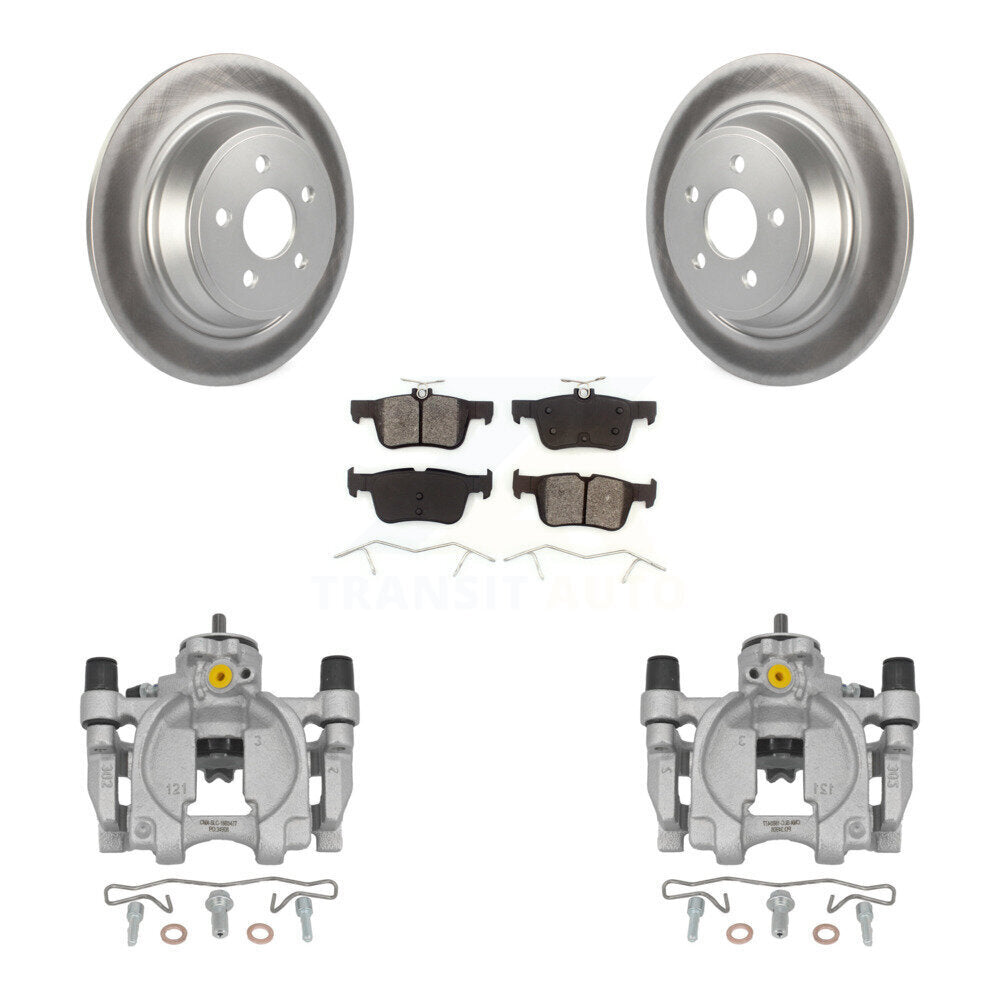 Rear Disc Brake Caliper Coat Rotor Semi-Metallic Pad Kit For Ford Fusion Lincoln MKZ SSV KCG-100148S