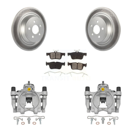 Rear Disc Brake Caliper Coat Rotor Semi-Metallic Pad Kit For Ford Fusion Lincoln MKZ SSV KCG-100148S