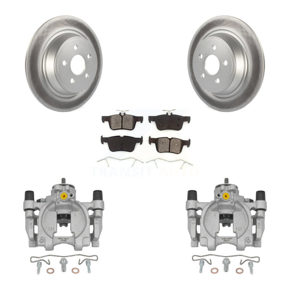 Rear Disc Brake Caliper Coat Rotor Semi-Metallic Pad Kit For Ford Fusion Lincoln MKZ SSV KCG-100148S