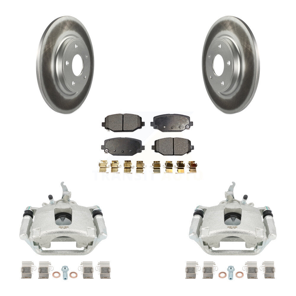 Rear Disc Brake Caliper Coated Rotors And Ceramic Pads Kit For 2014-2020 Dodge Journey KCG-100148T