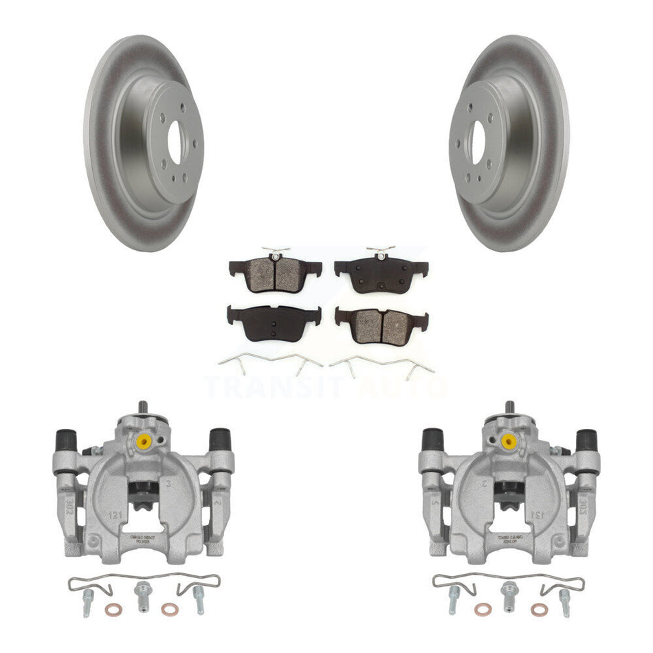 Rear Disc Brake Caliper Coated Rotors And Semi-Metallic Pads Kit For Lincoln Continental KCG-100149S