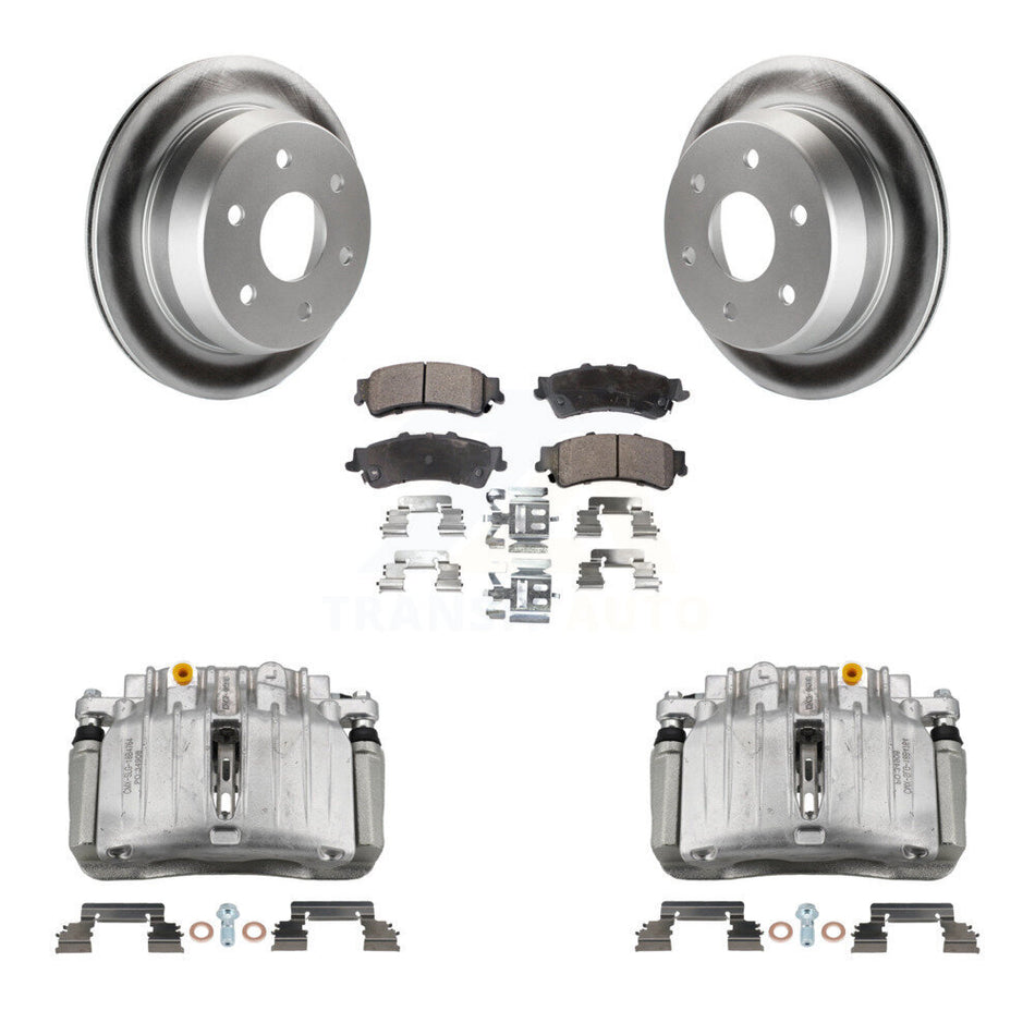 Rear Brake Caliper Coat Rotor & Ceramic Pad Kit For Chevrolet Silverado 1500 Classic GMC KCG-100151T