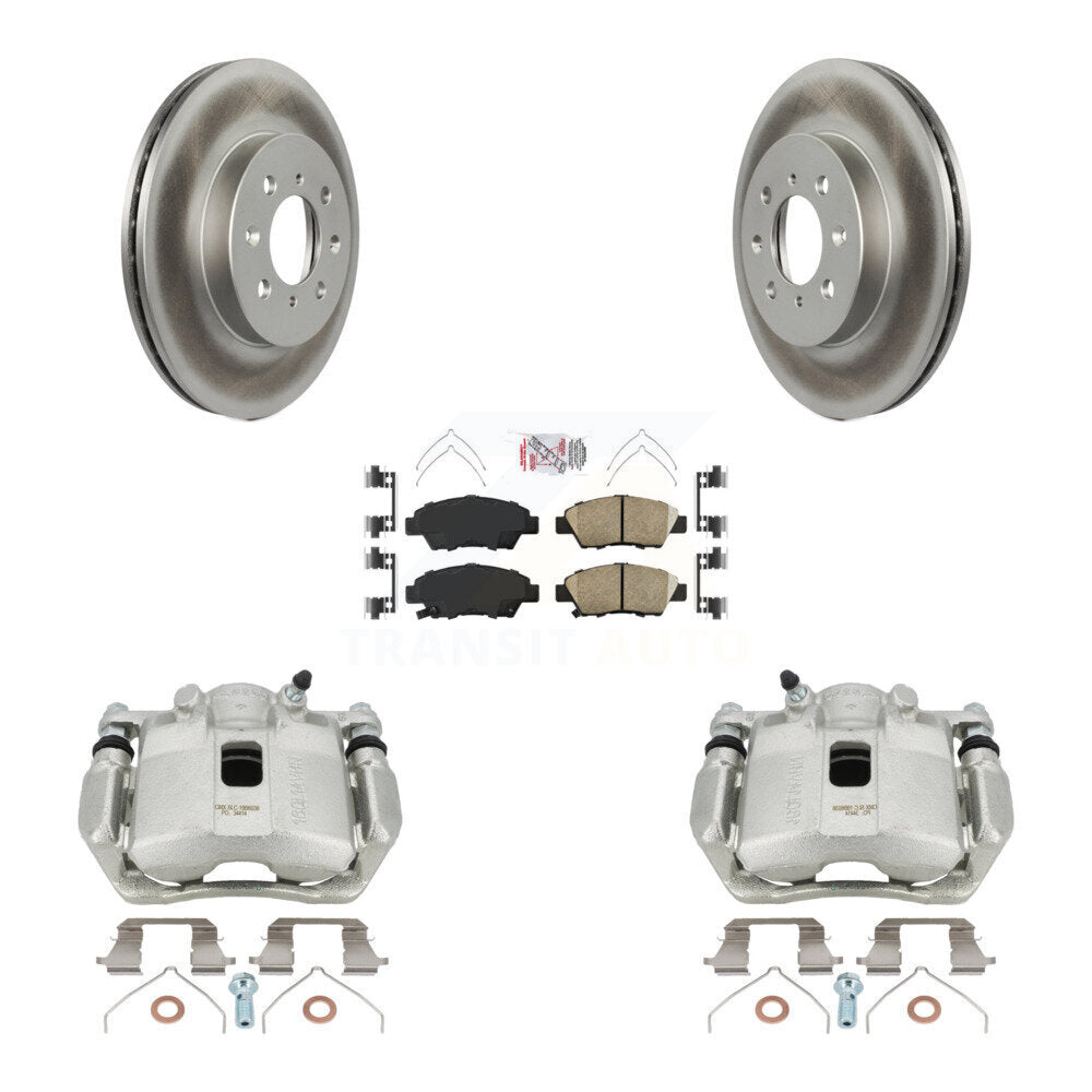 Front Disc Brake Caliper Coated Rotors And Ceramic Pads Kit For Honda Fit KCG-100152N by Transit Auto